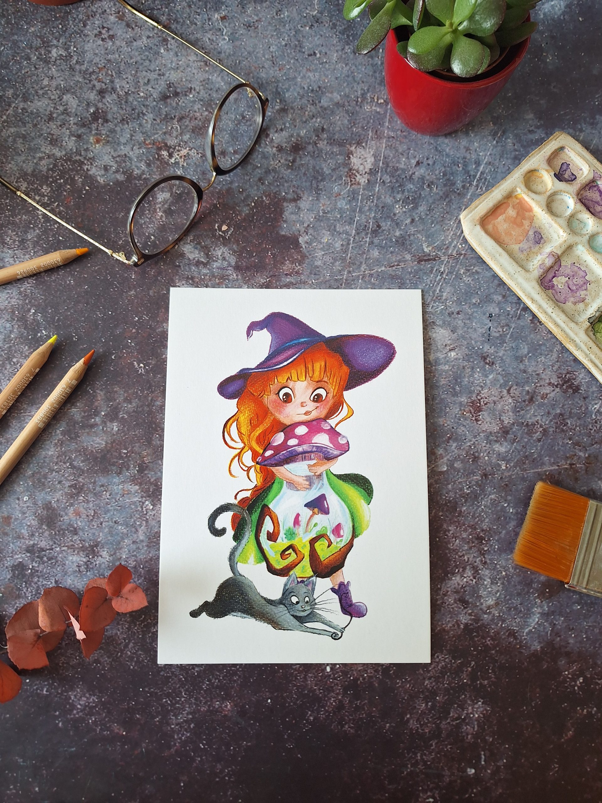 Illustration sorcière malicieuse