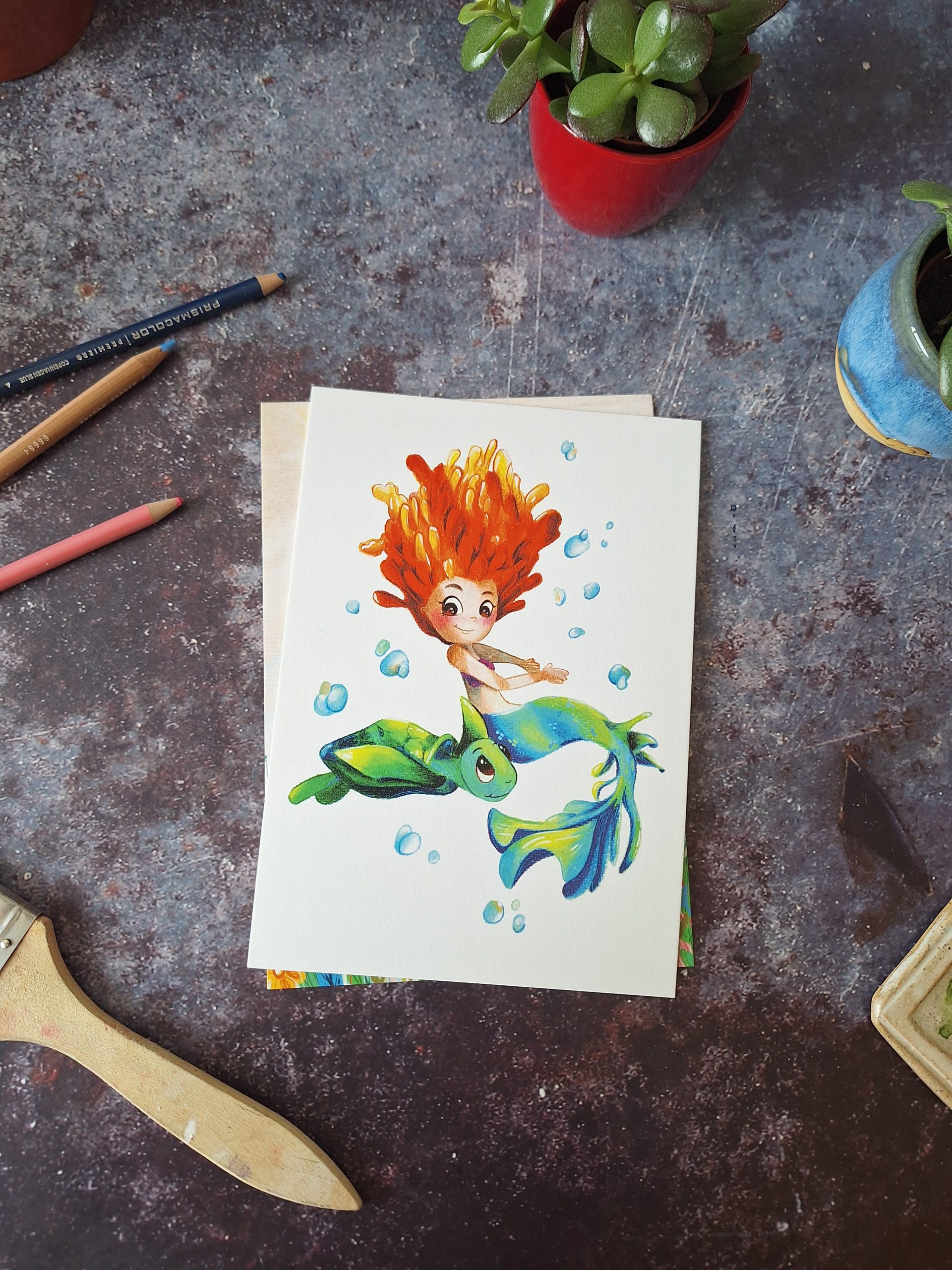 Illustration Sirène et tortue
