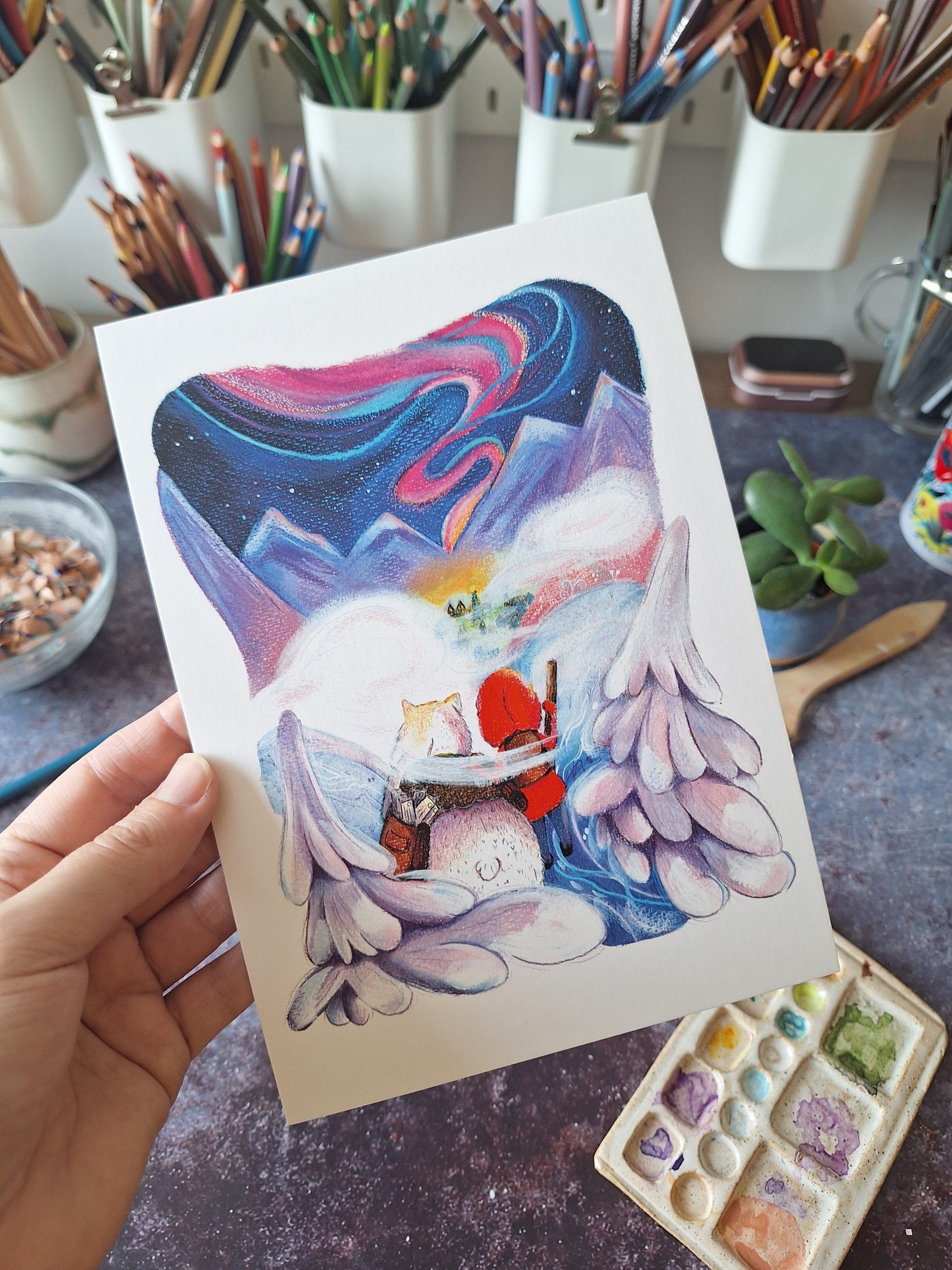 Illustration facteur et ours