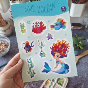 "Sous l'océan" – Planche de stickers